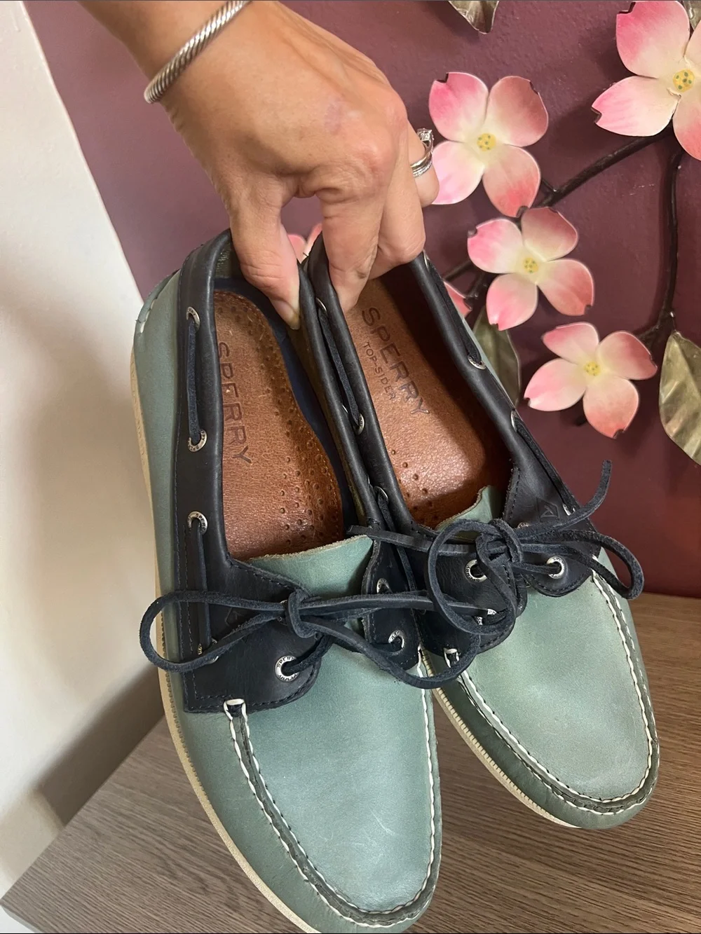 Sperry Two-Tone Teal and Navy Leather Boat Shoes
